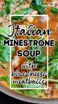 close up of minestrone soup for pinterest