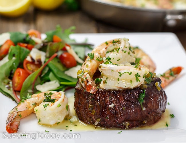 Grilled Steak & Shrimp Scampi for Two