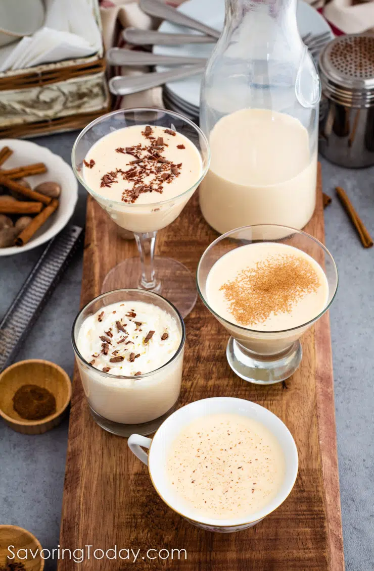 Eggnog served four different ways