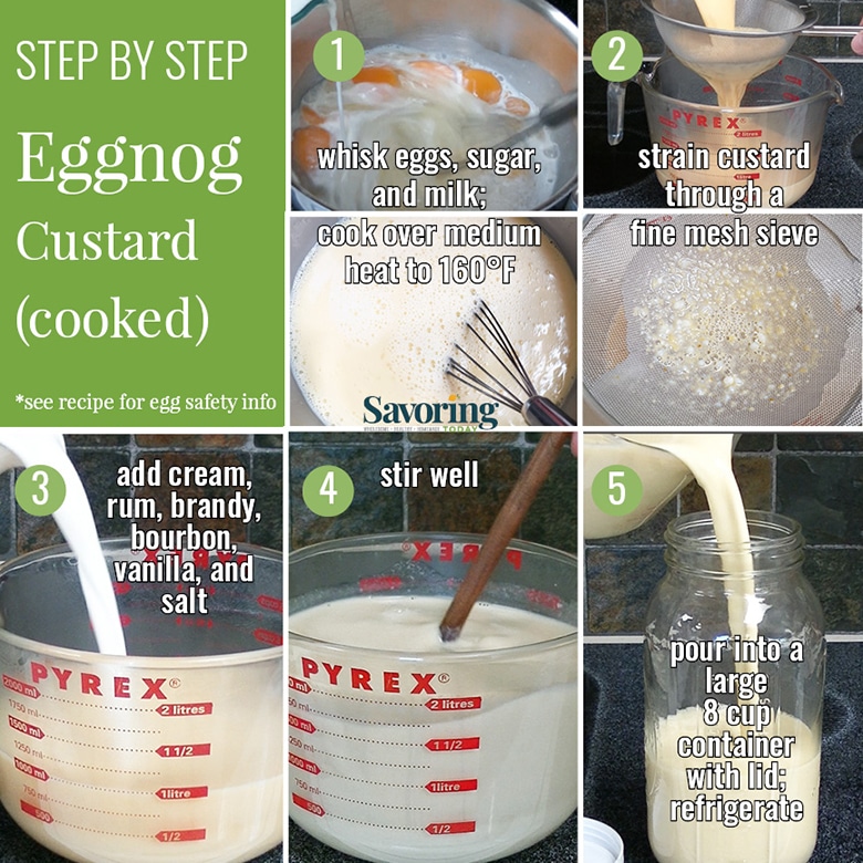 cooked eggnog step by step collage