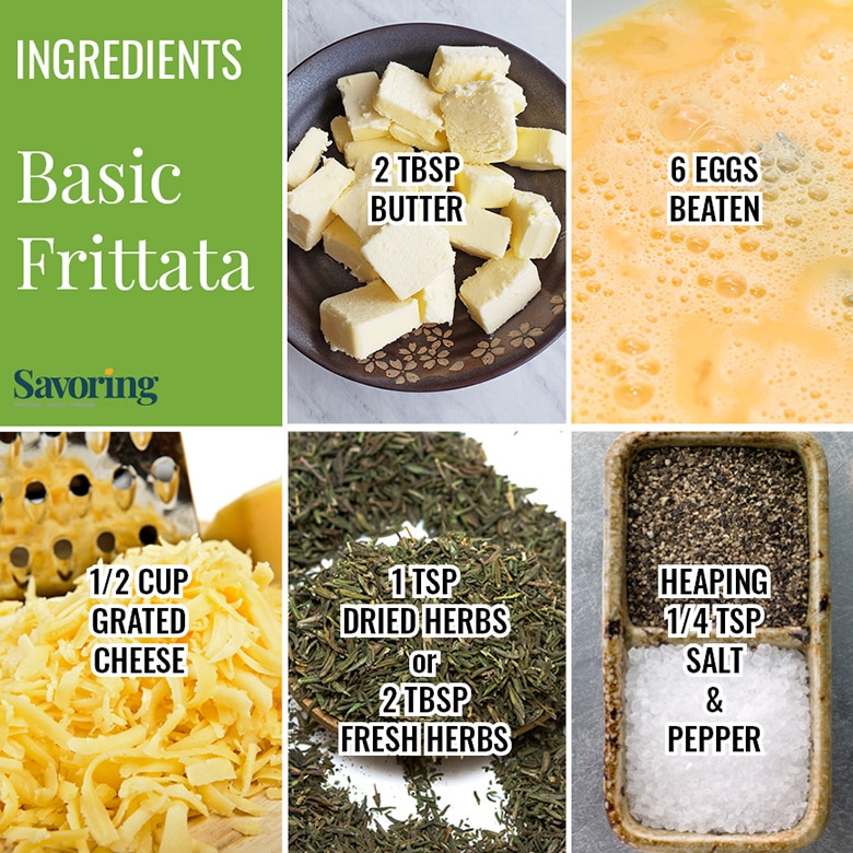 ingredient collage for a frittata