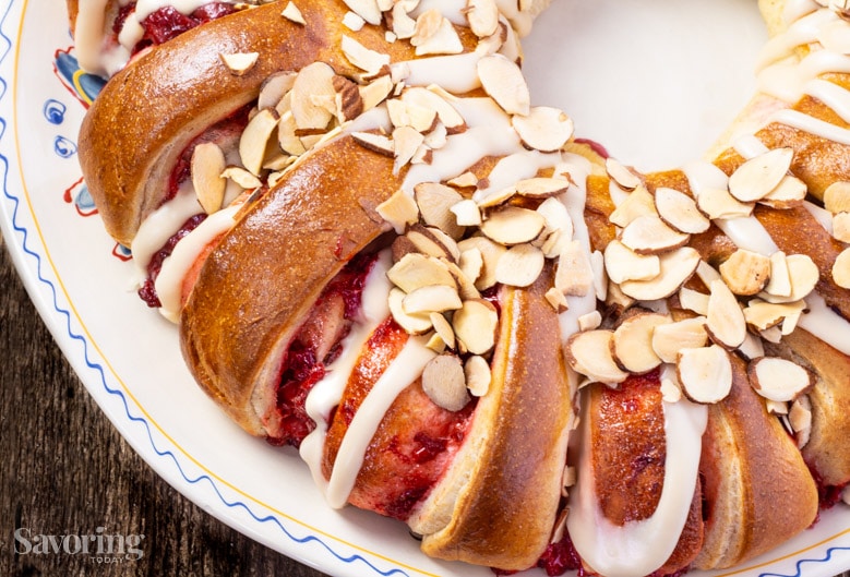 Cherry stollen also known as Swedish Tea Ring