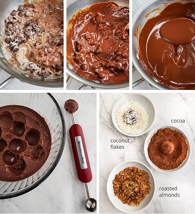 step by step process for making double chocolate truffles