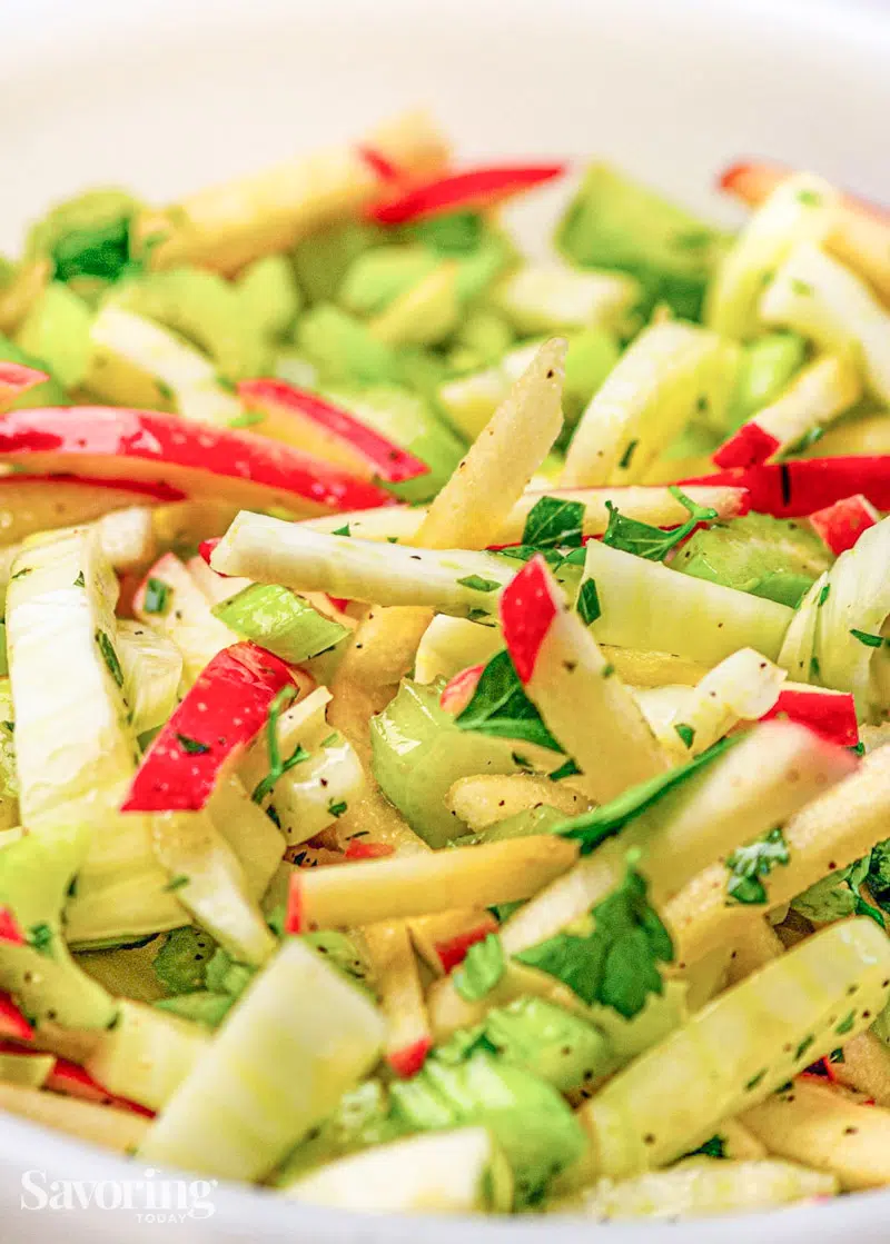 bowl of fennel apple slaw