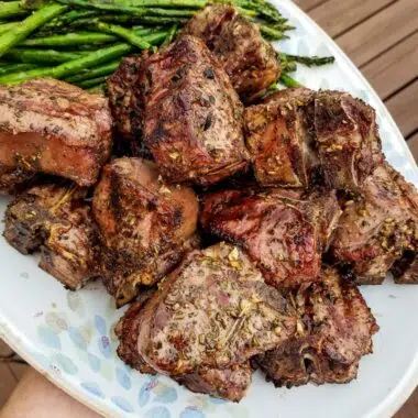 grilled lamb on a platter