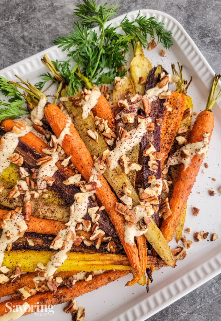 Sumac Roasted Carrots with TahiniYogurt Sauce Savoring Today