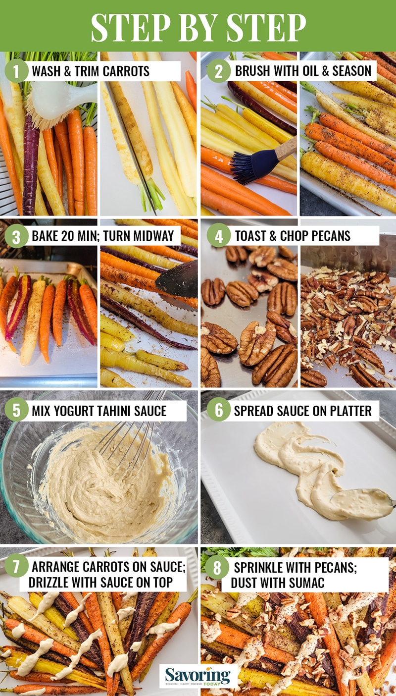 step by step collage for roasting carrots