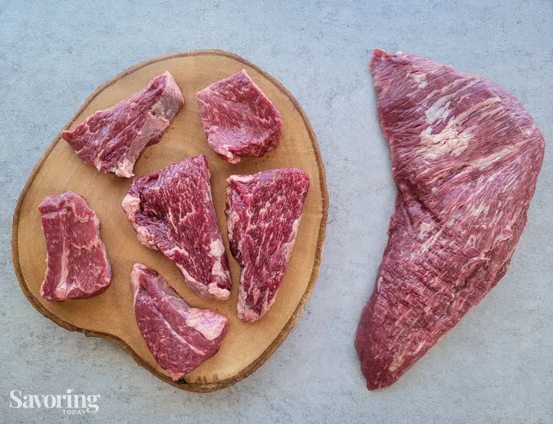 tri tip steaks beside a roast