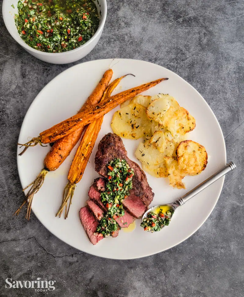 tri-tip steak with potatoes and carrots