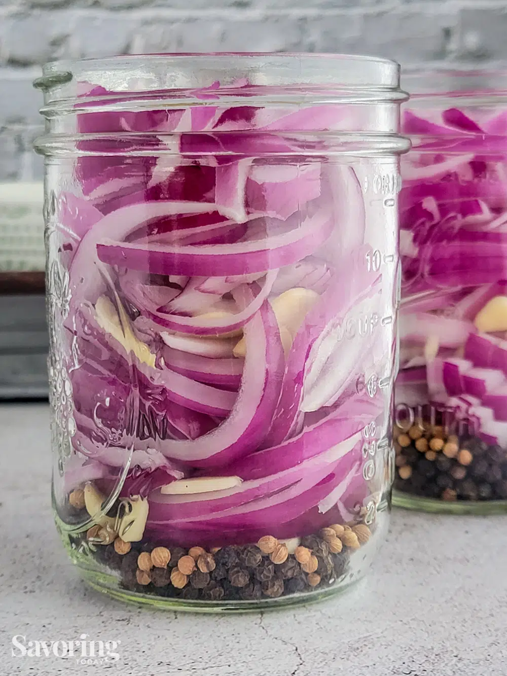 red onions in jar for pickling