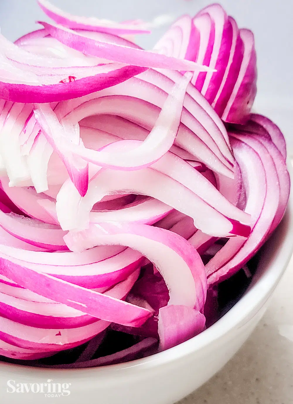 sliced red onions for pickling
