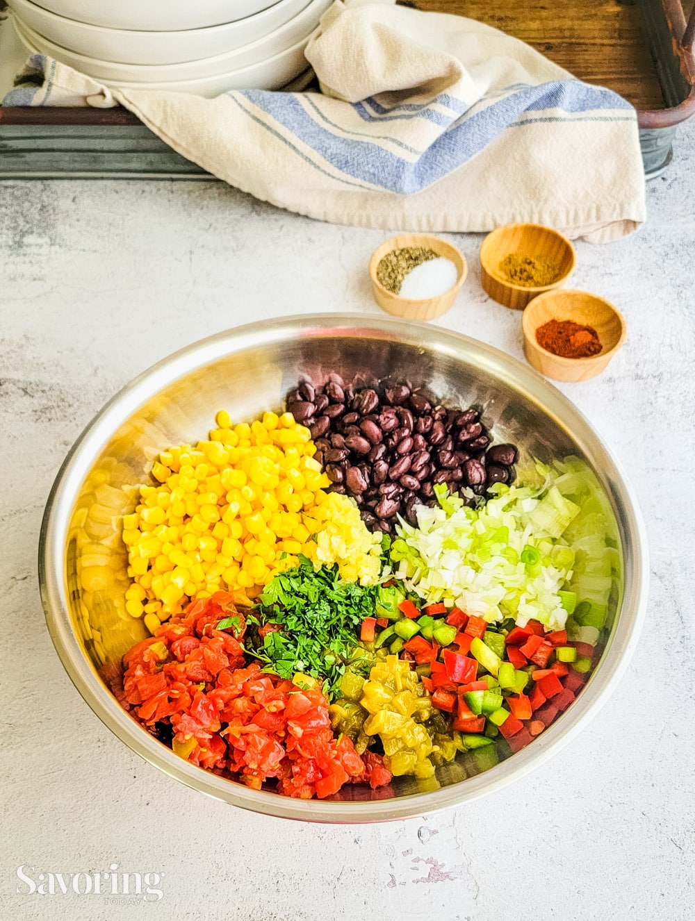 salsa ingredients spread out in a bowl