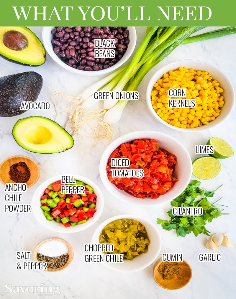 collection of ingredients needed for salsa