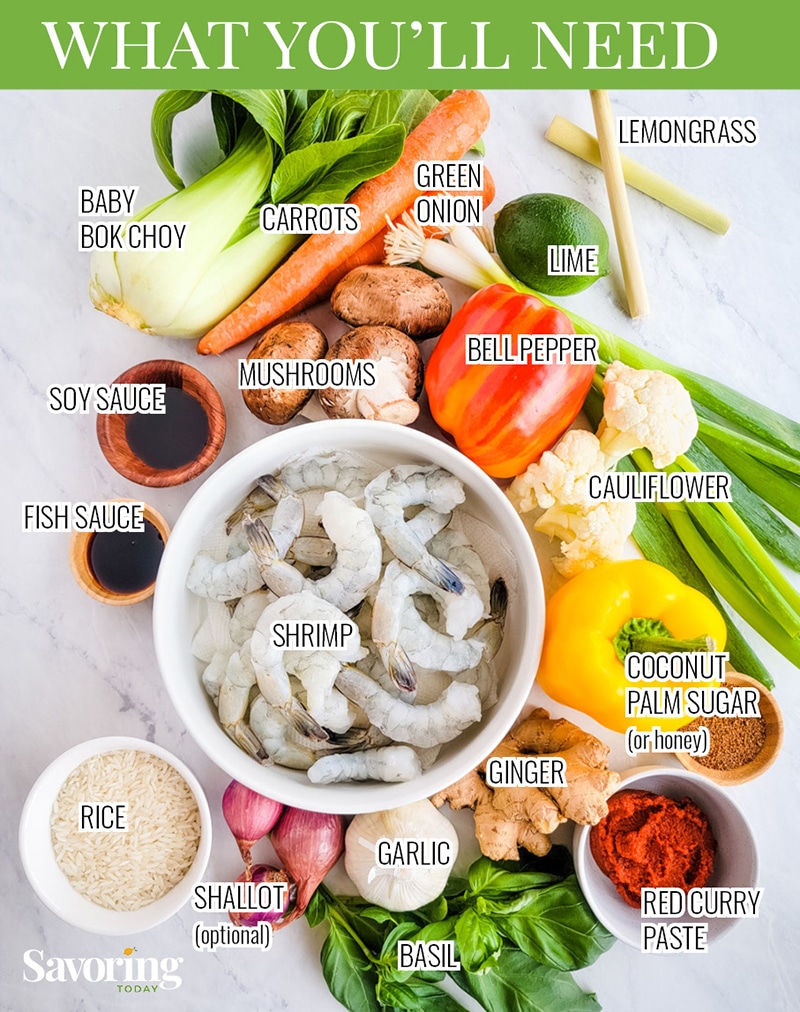 Red curry coconut shrimp ingredients