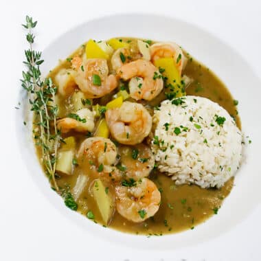 shrimp and potato stew with rice