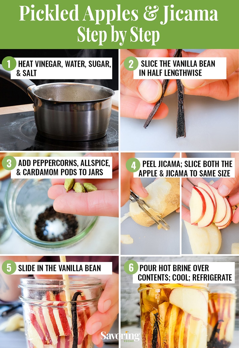 pickled apples and jicama step by step collage