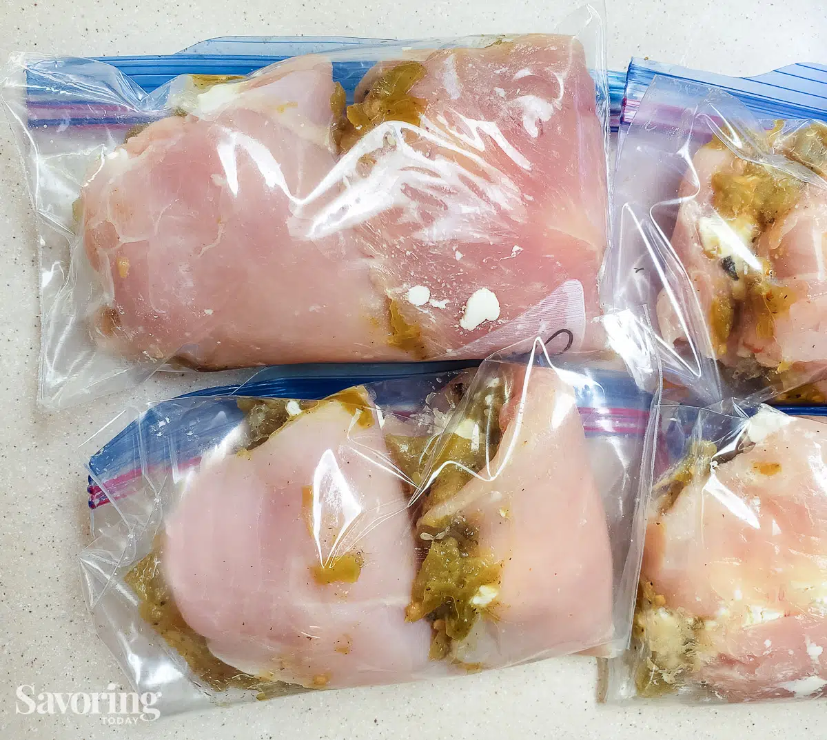 stuffed chicken in a zip-type bag for freezing