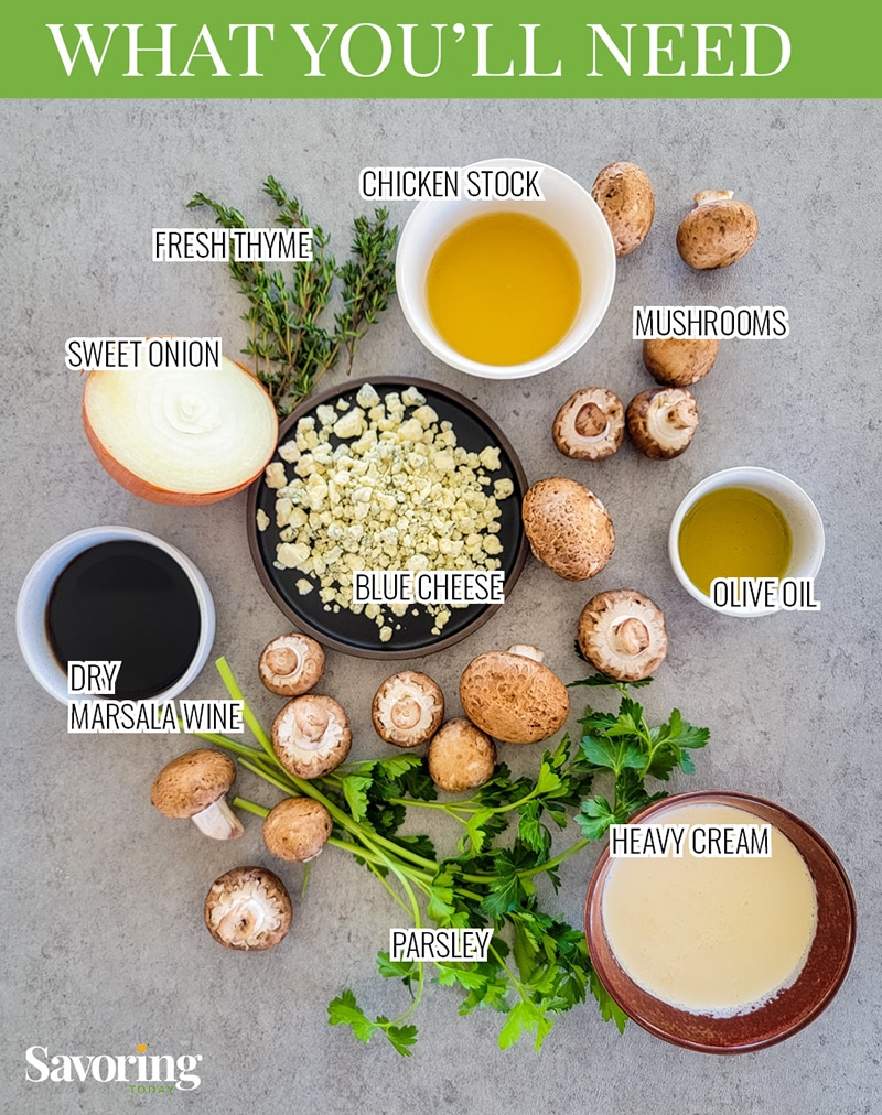 ingredient collage for mushroom ragout recipe