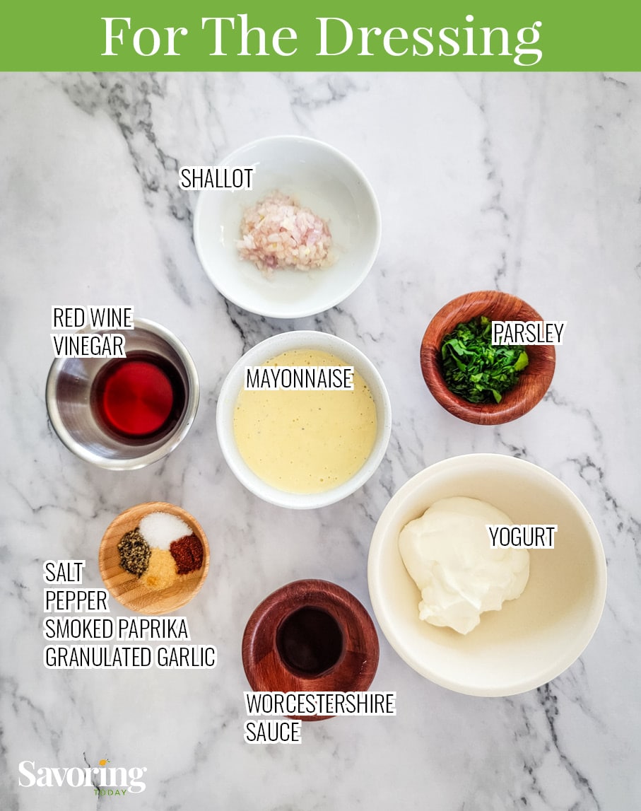 Creamy yogurt dressing ingredients labeled