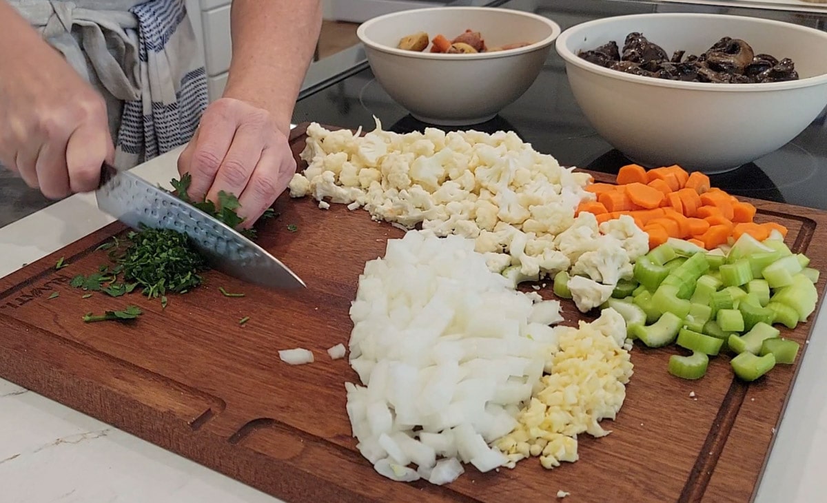 fresh vegetables chopped on a cutting board