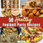 Collage of eight healthy party recipes
