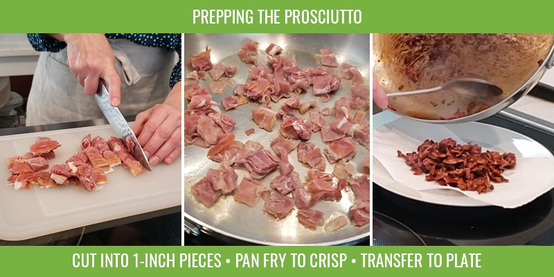 STEPS for prepping prosciutto for crisping in a pan