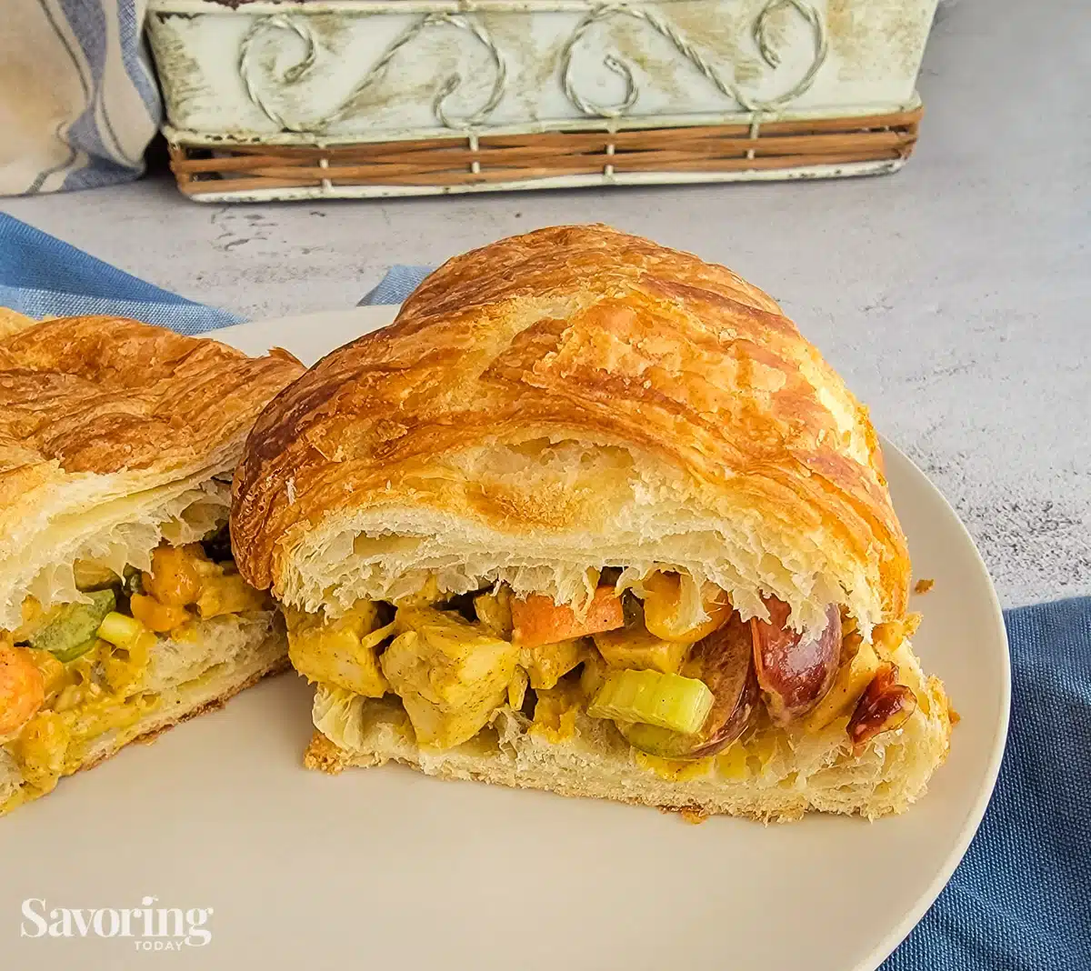 curry salad on a croissant