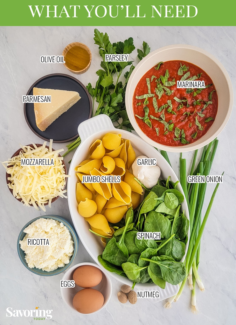 Ingredients for stuffed pasta shells