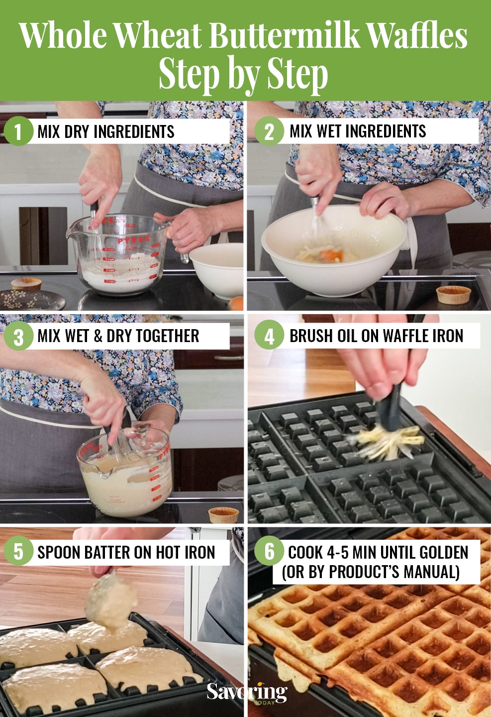 step by step process for making waffles