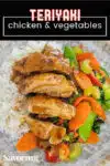 teriyaki chicken image with a pinterest title banner