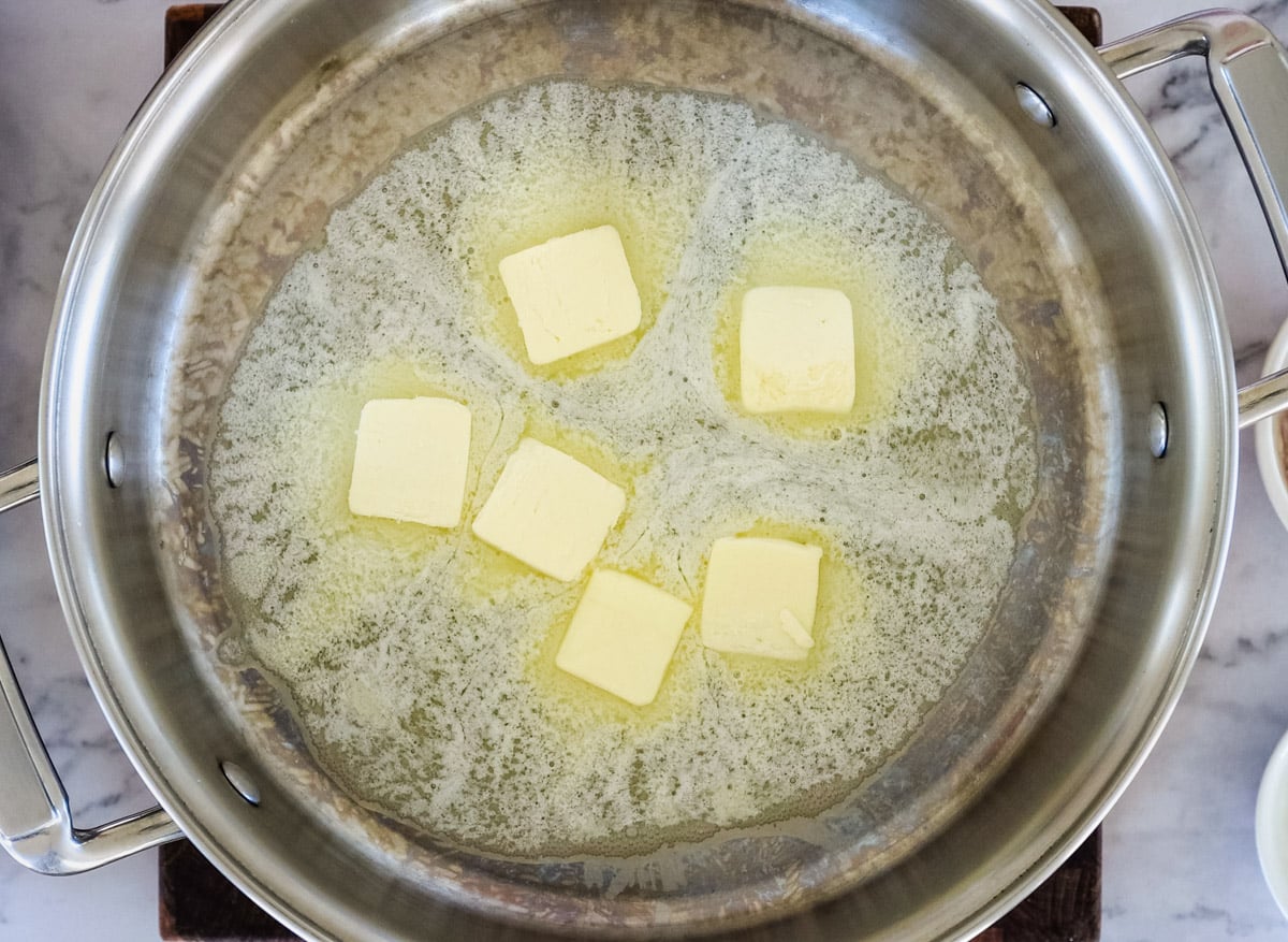 butter melting in a pan