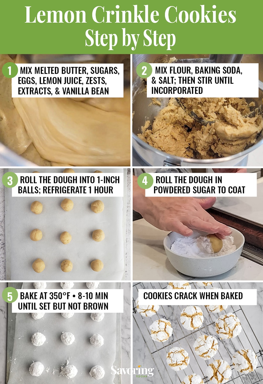 step by step instructions for making lemon crinkle cookies