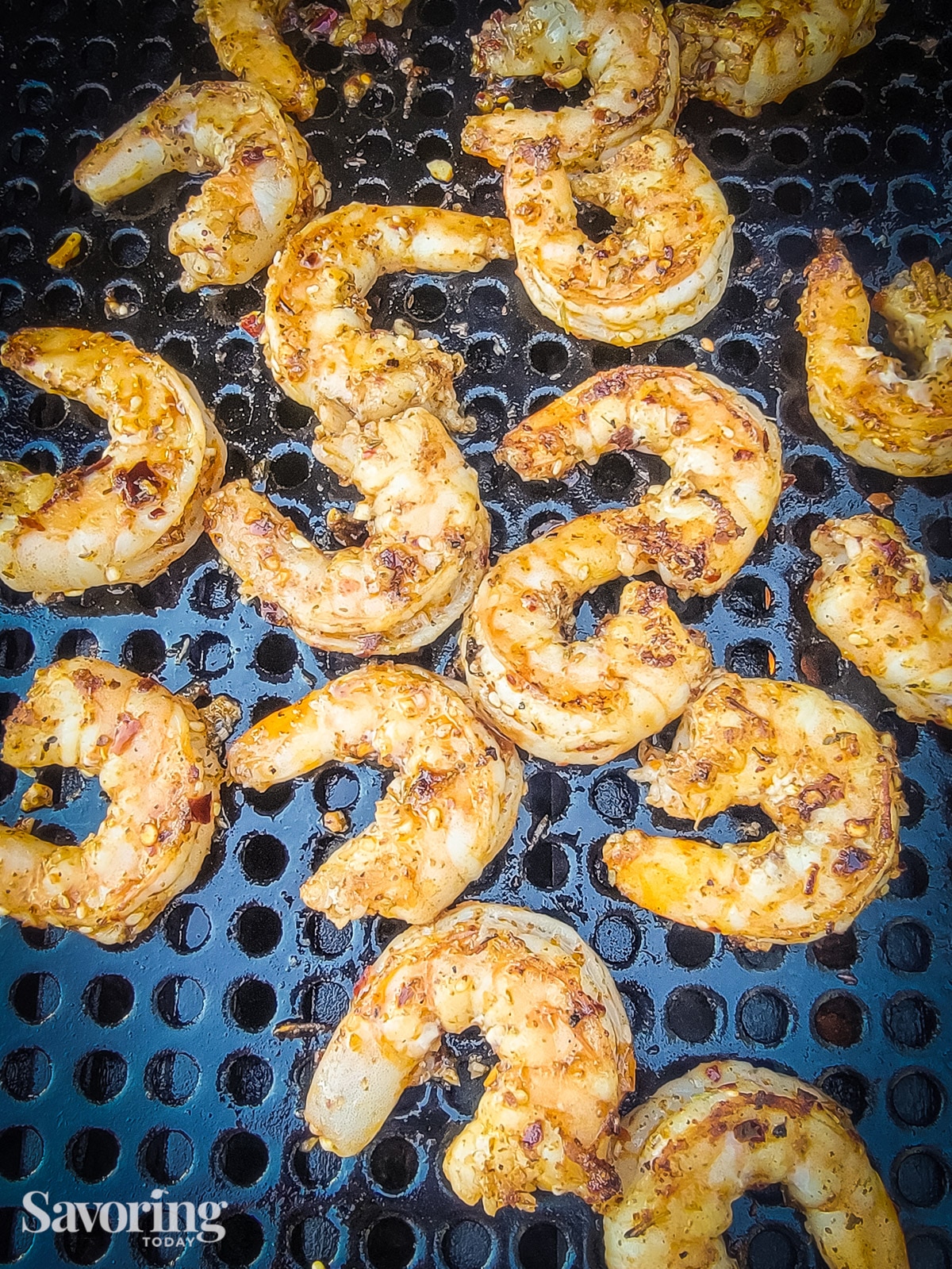 Grilling shrimp on a grill pan