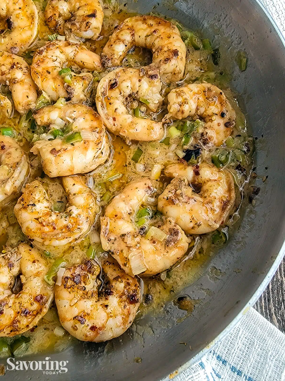 chili crunch grilled shrimp in miso butter sauce 