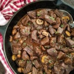 Beef Pot Roast in a skillet with mushroom gravy