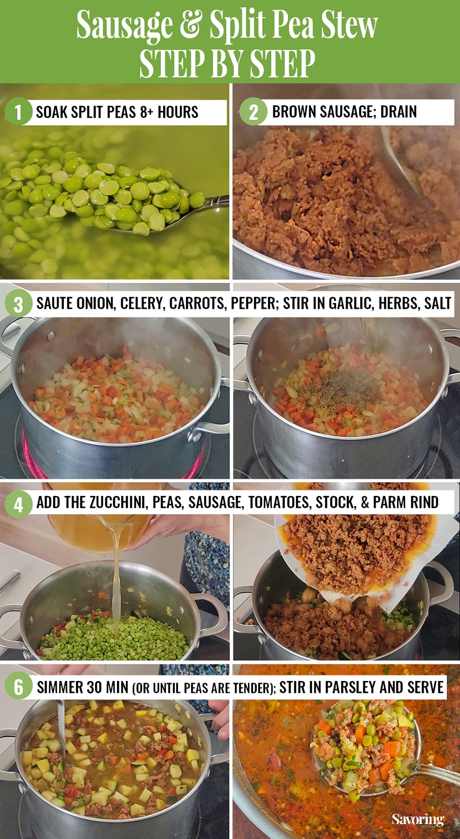 step by step photo instructions for making split pea soup