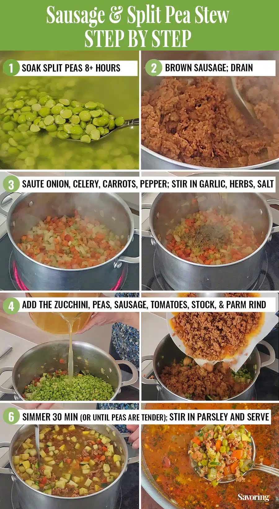 step by step photo instructions for making split pea soup