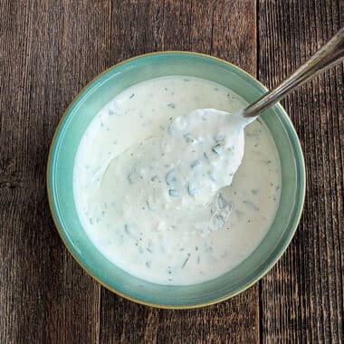 creamy horseradish sauce with lemon zest and parsley