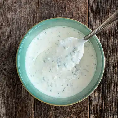 creamy horseradish sauce with lemon zest and parsley